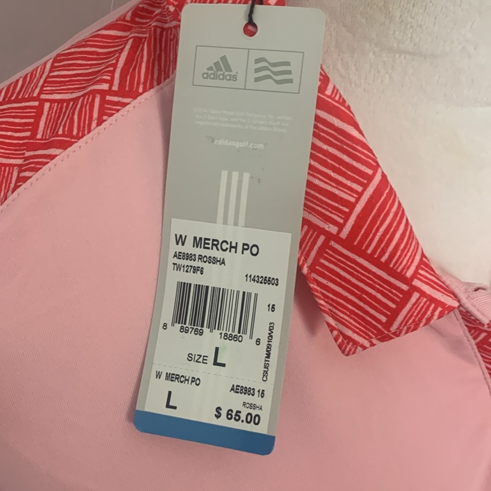 Adidas NWT Pink Patterned Climacool Golf Shirt Size L - Picture 4 of 10